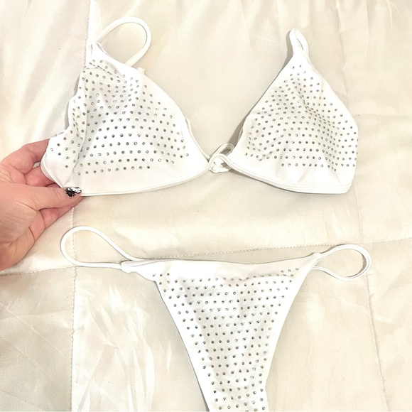White Rhinestone Bikini Set - Picture 6 of 11
